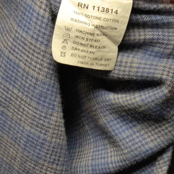 Billy Reid Standard Cut Long Sleeve Button Down Blue/Grey Plaid Shirt Men LARGE - Picture 4 of 7